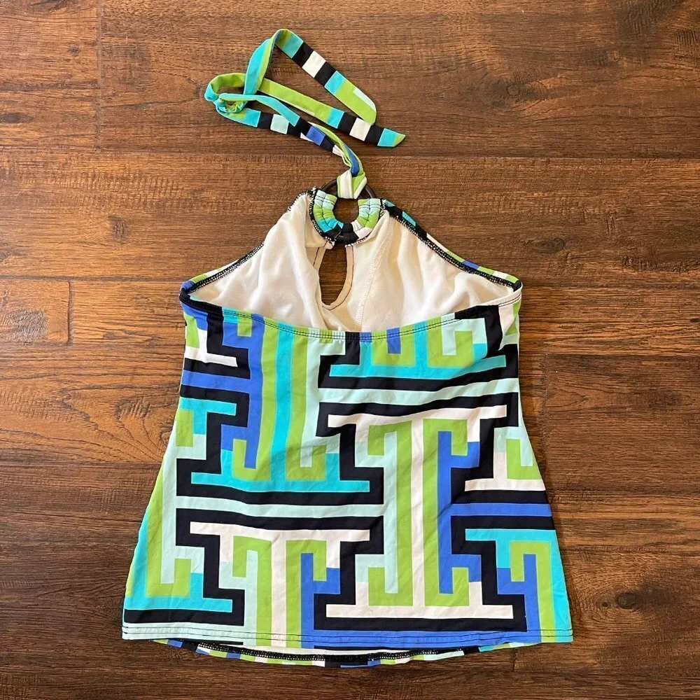 Kenneth Cole Geometric Print Key Hole Tankini Bathing Suit